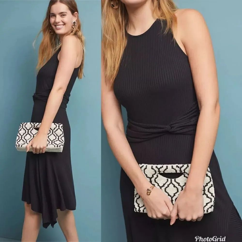 Revolve Anthropologie Black Ribbed Kingsolver midi Sleeveless Dress